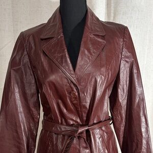 Vintage 70s Miss Simone Reddish Brown Women’s Leather Coat